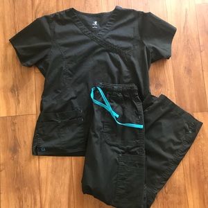 Black matching scrub set